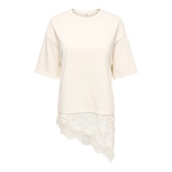 T-shirt JDYALMA in cotone con dettaglio in pizzo