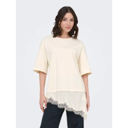 T-shirt JDYALMA in cotone con dettaglio in pizzo