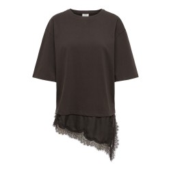 JDYALMA T-Shirt mit Spitzendetail aus Baumwolle