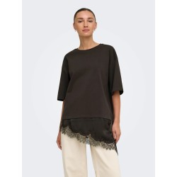 JDYALMA T-Shirt mit Spitzendetail aus Baumwolle