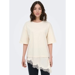 JDYALMA T-Shirt mit Spitzendetail aus Baumwolle