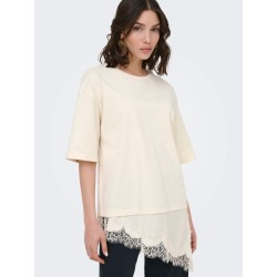 JDYALMA 2/4 LACE DETAIL T-SHIRT JRS NOOS
