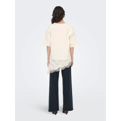 JDYALMA T-Shirt mit Spitzendetail aus Baumwolle