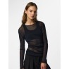 Top da party in mesh con arricciature