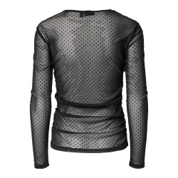 Mesh-Partyshirt mit Raffungen und langen Ärmeln