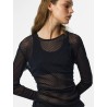 Mesh-Partyshirt mit Raffungen und langen Ärmeln
