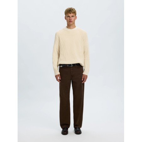 Brauner Strickpullover aus Bio-Baumwolle