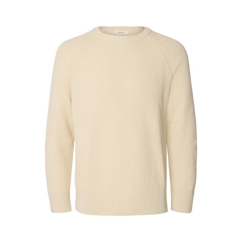 Brauner Strickpullover mit Rundhalsausschnitt und Rippbündchen