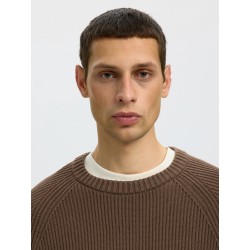 Brauner Strickpullover aus Bio-Baumwolle