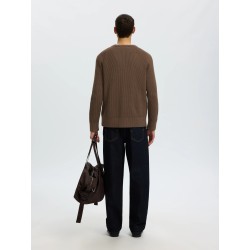 Brauner Strickpullover aus Bio-Baumwolle