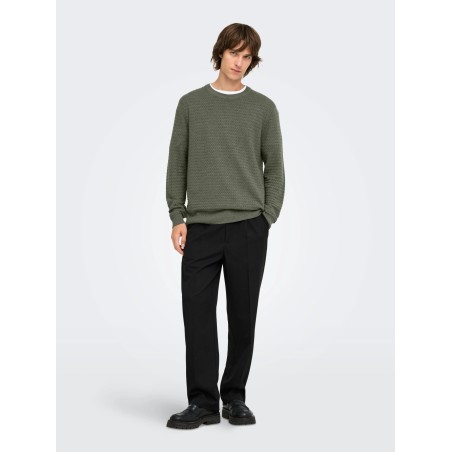 Pullover uomo strutturato con scollo girocollo