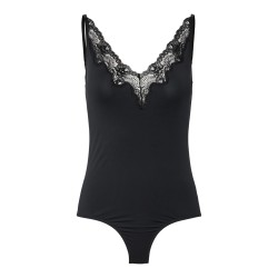 PCLILI Spitzen-Bodystocking mit V-Ausschnitt
