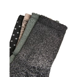 Calzini glitter da 4 paia con dettaglio a coste