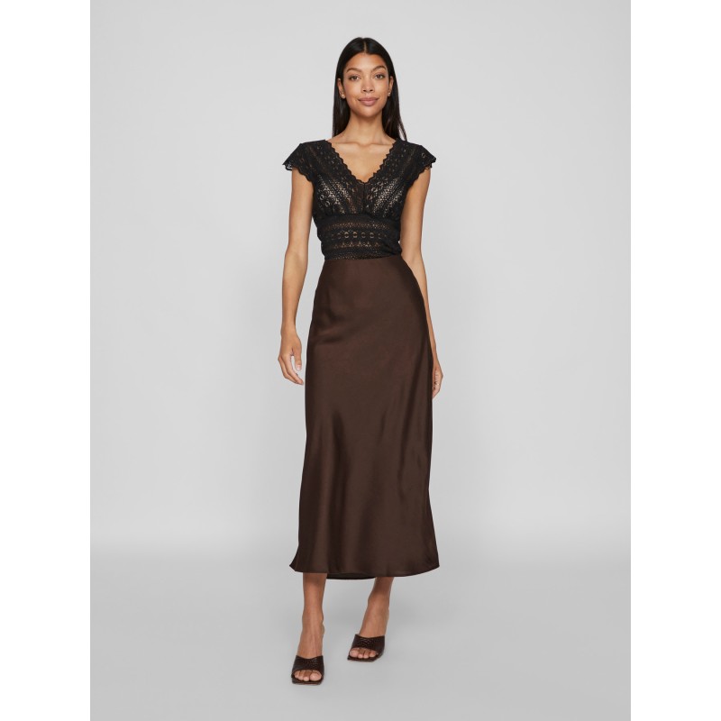 VIELLETTE High-Waist-Midirock aus Satin