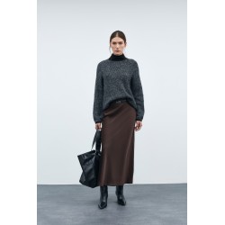 VIELLETTE High-Waist-Midirock aus Satin