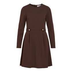 VICLARA L/S O-NECK BUTTON SHORT DRESS/KA