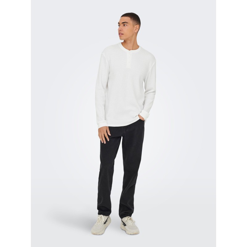 ONSTOBIE Henley-T-Shirt mit Waffelstruktur