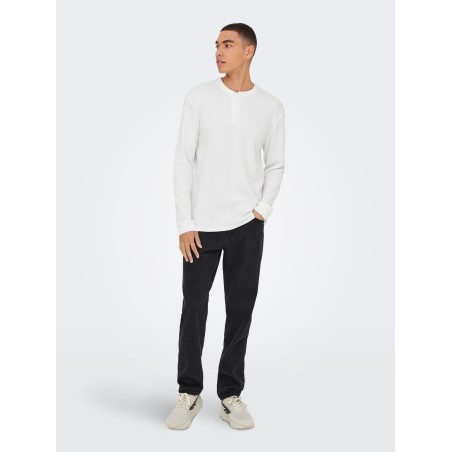 ONSTOBIE Henley-T-Shirt mit Waffelstruktur