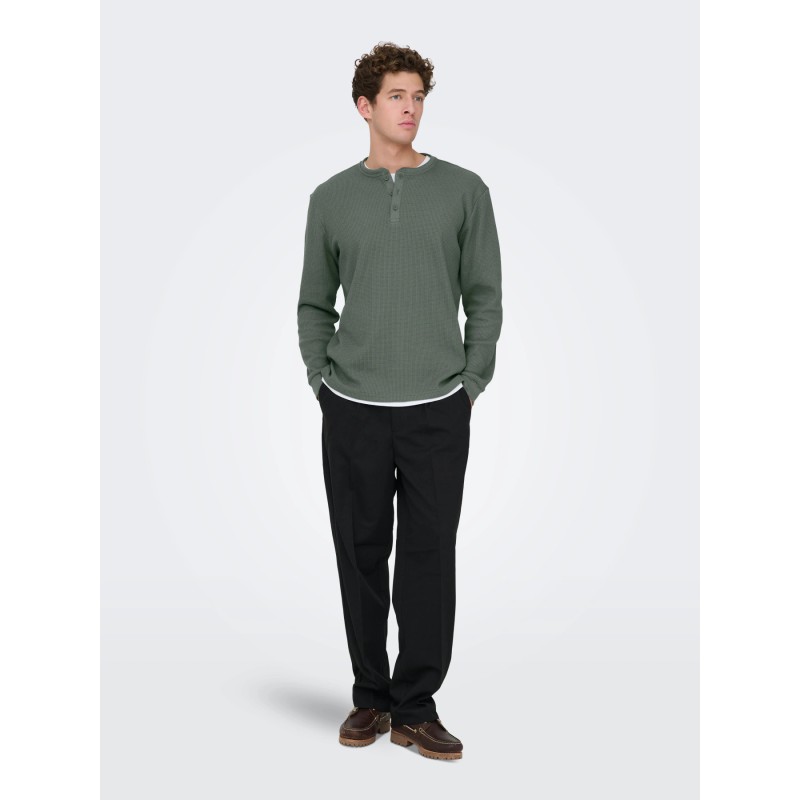 ONSTOBIE Henley-T-Shirt mit Waffelstruktur