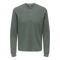 ONSTOBIE Henley-T-Shirt mit Waffelstruktur