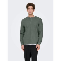 ONSTOBIE Henley-T-Shirt mit Waffelstruktur
