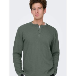 ONSTOBIE Henley-T-Shirt mit Waffelstruktur