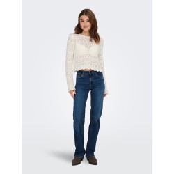 ONLY Jeans straight a vita media in denim scuro
