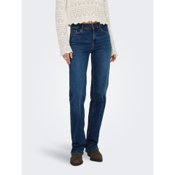 ONLY Jeans straight a vita media in denim scuro