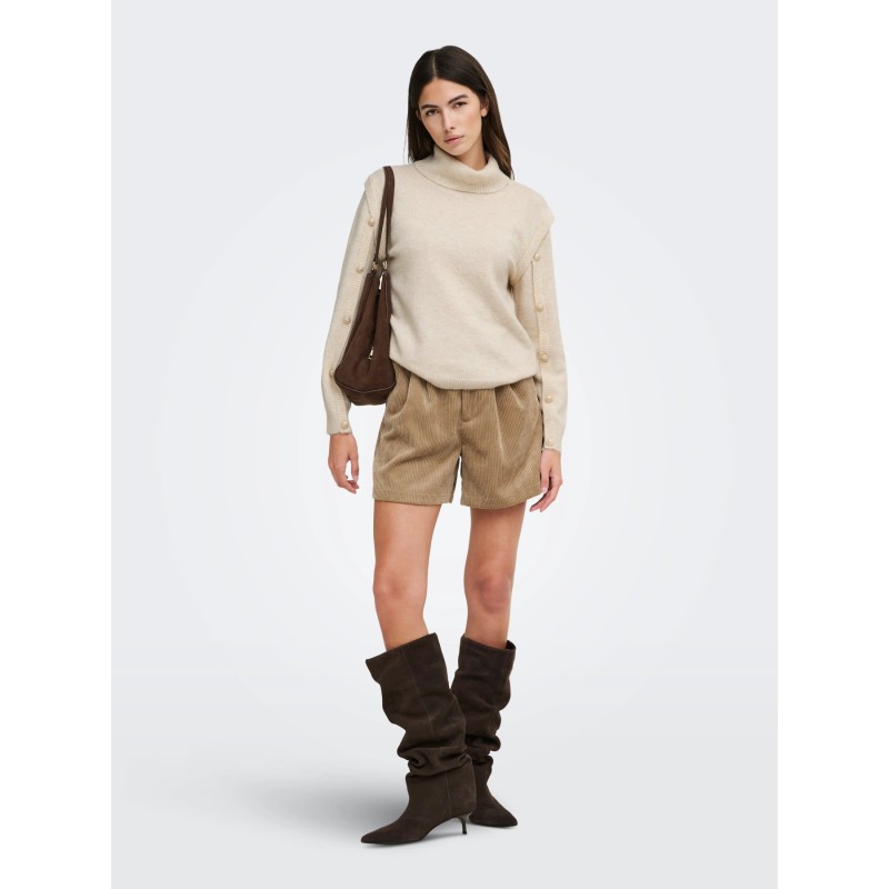 ONLAGATE shorts in velluto a coste a vita alta