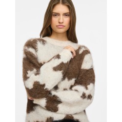 VIVENLA O-NECK L/S JACQUARD KNIT TOP