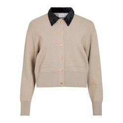 VICASSIE Samt-Strickcardigan mit langen Ärmeln