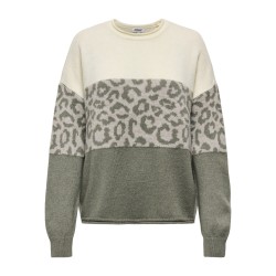 ONLJADE Animal-Strickpullover mit Rundhalsausschnitt