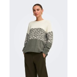 ONLJADE Animal-Strickpullover mit Rundhalsausschnitt