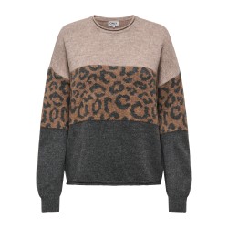 ONLJADE Animal-Strickpullover mit Rundhalsausschnitt