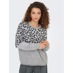 ONLJADE Animal-Strickpullover mit Rundhalsausschnitt