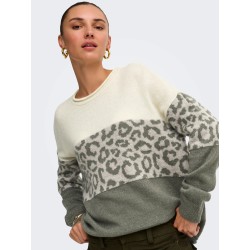 ONLJADE Animal-Strickpullover mit Rundhalsausschnitt