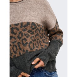 ONLJADE Animal-Strickpullover mit Rundhalsausschnitt