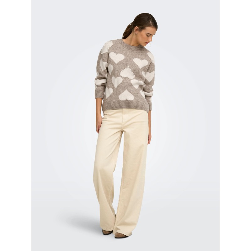 ONLPOPPY LS PATTERN PEARL O-NECK KNT