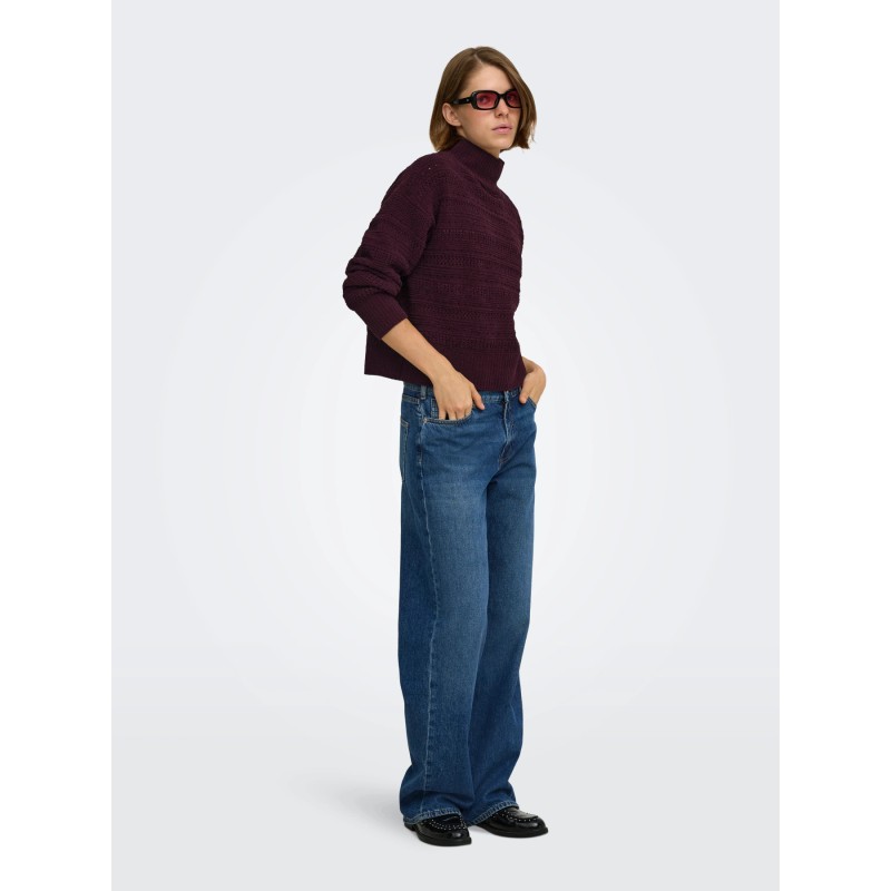 ONLGLOBE LS PATTERN HIGHNECK BF KNT