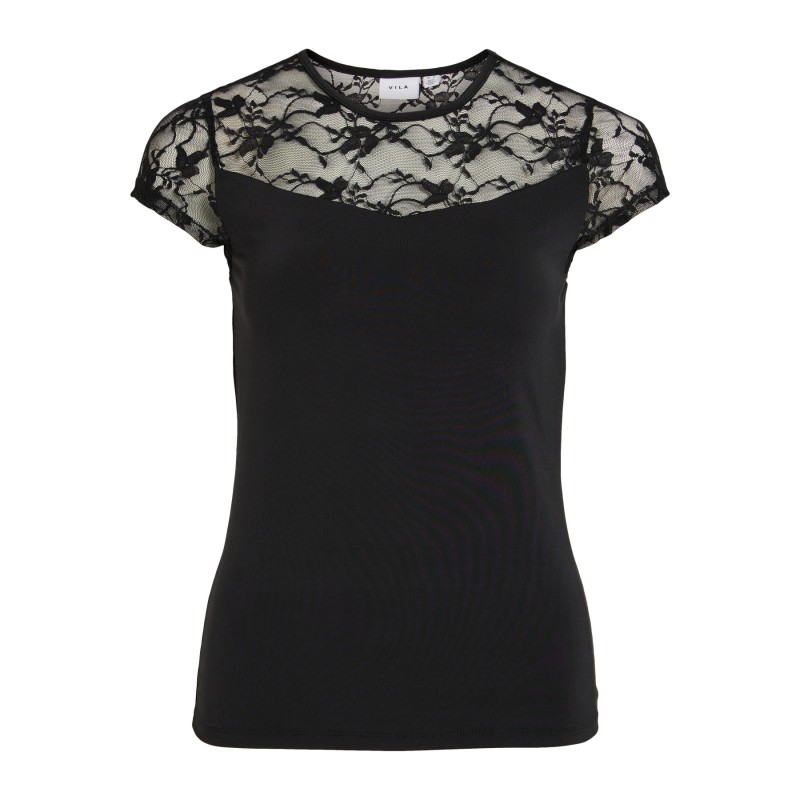 VILEOA C/S Lace Top aus recyceltem Polyester